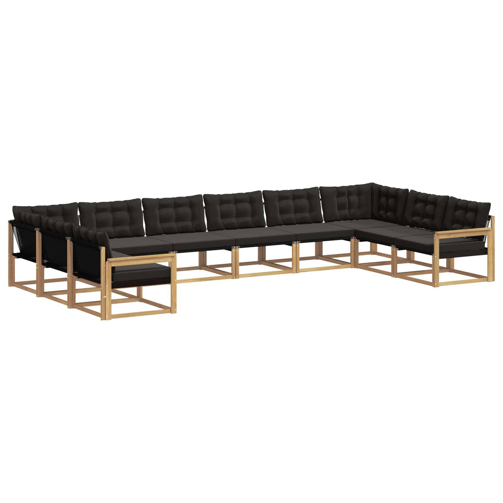 vidaXL Outdoor-Sofagarnitur mit Kissen 10 pcs Weiß und Schwarz
