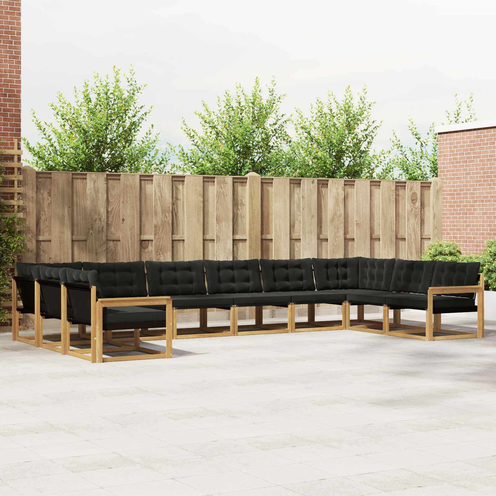vidaXL Outdoor-Sofagarnitur mit Kissen 10 pcs Weiß und Schwarz