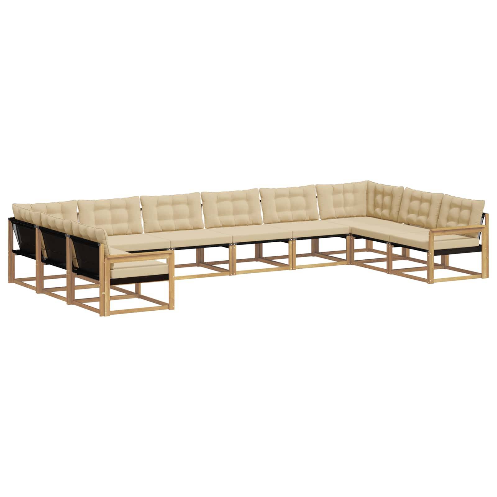 vidaXL Outdoor-Sofagarnitur mit Kissen 10 pcs Weiß und Beige