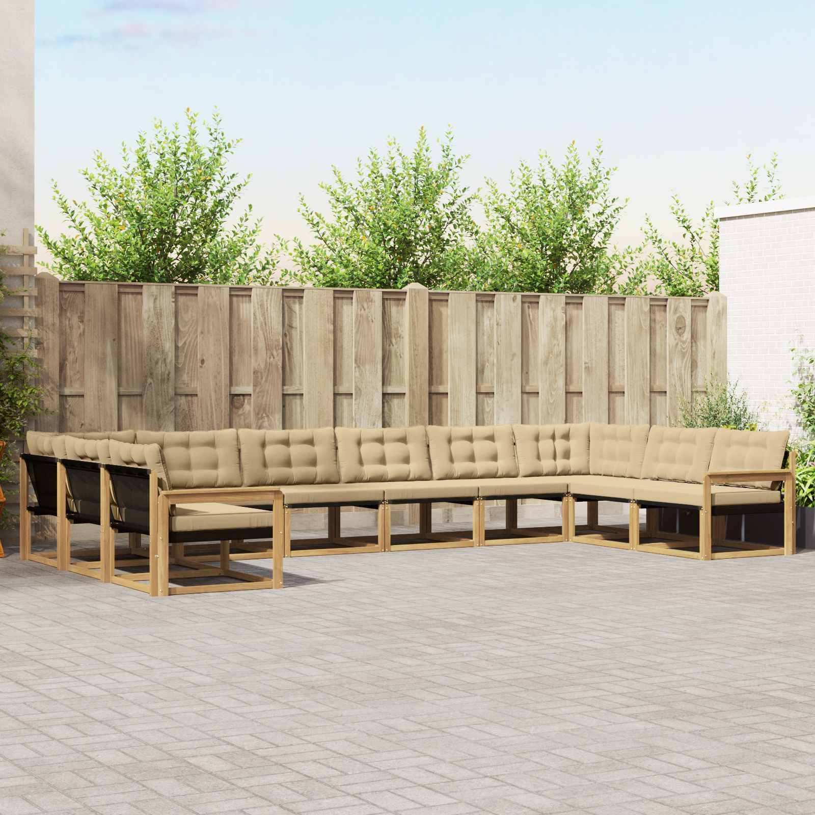 vidaXL Outdoor-Sofagarnitur mit Kissen 10 pcs Weiß und Beige