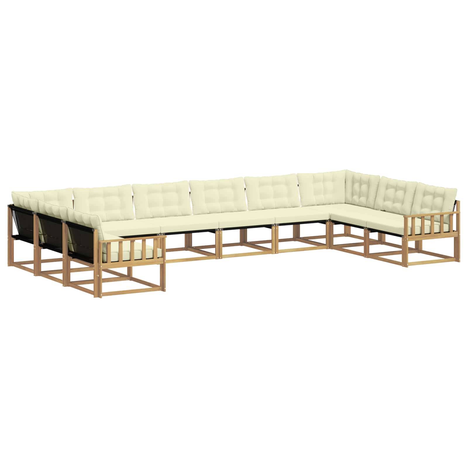 vidaXL Outdoor-Sofagarnitur mit Kissen 10 pcs Weiß und Creme