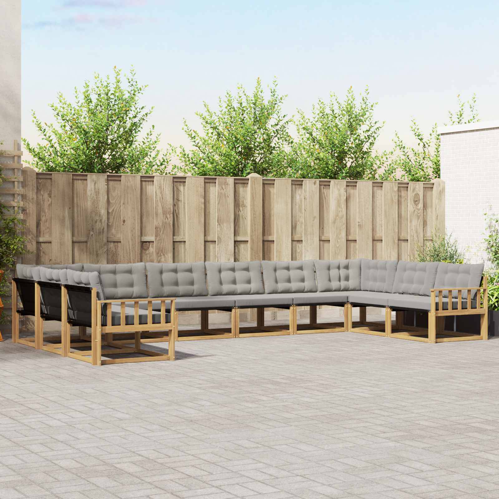 vidaXL Outdoor-Sofagarnitur mit Kissen 10 pcs Weiß und Hellgrau