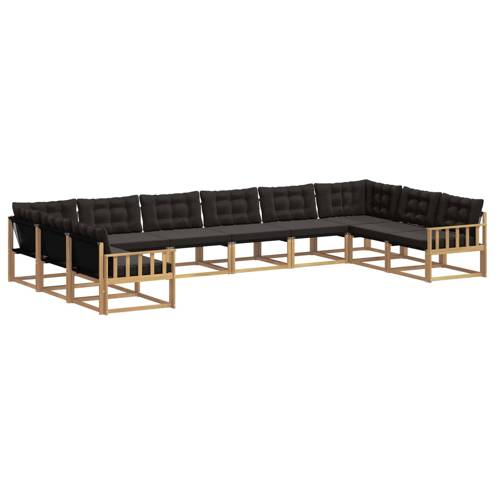 vidaXL Outdoor-Sofagarnitur mit Kissen 10 pcs Weiß und Schwarz