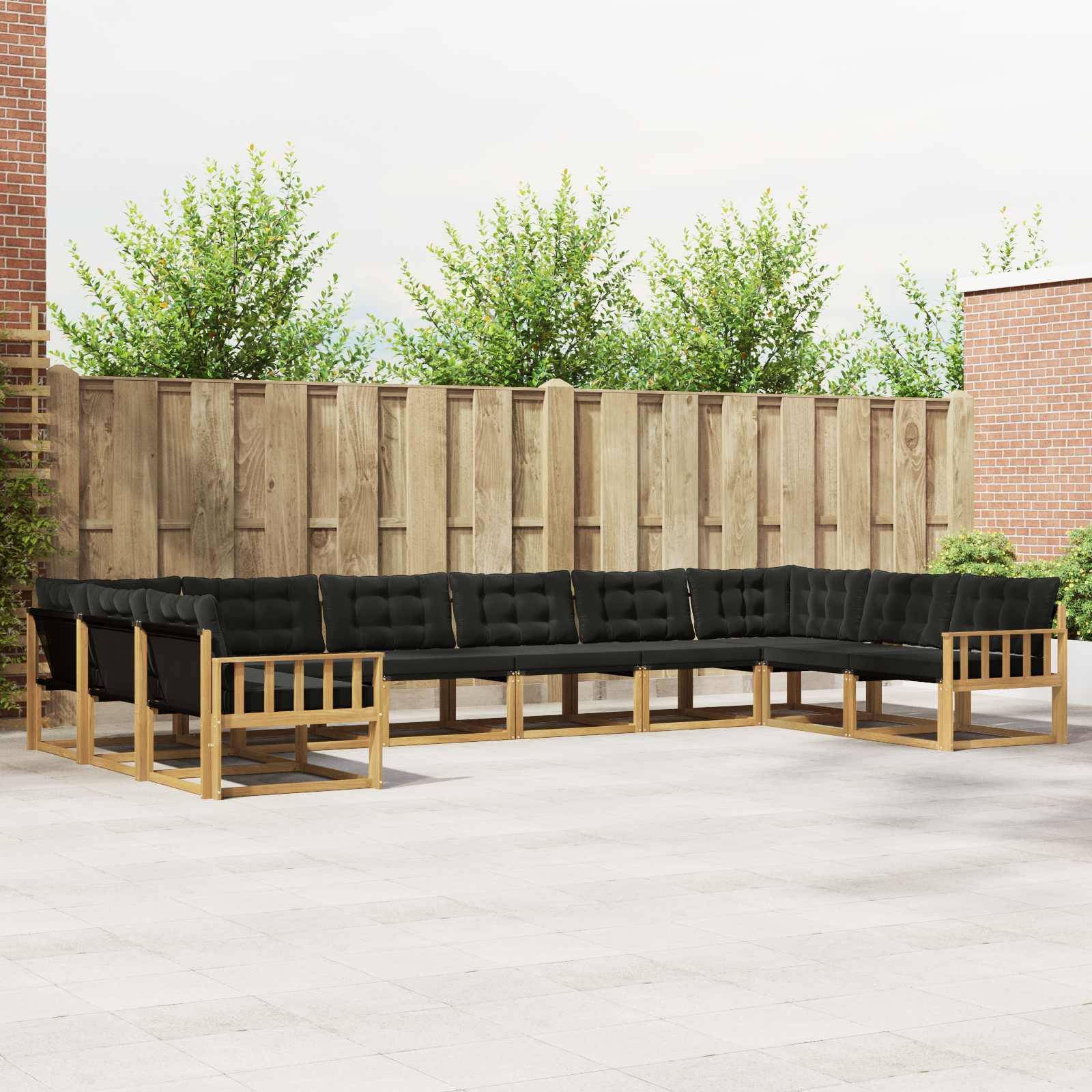 vidaXL Outdoor-Sofagarnitur mit Kissen 10 pcs Weiß und Schwarz