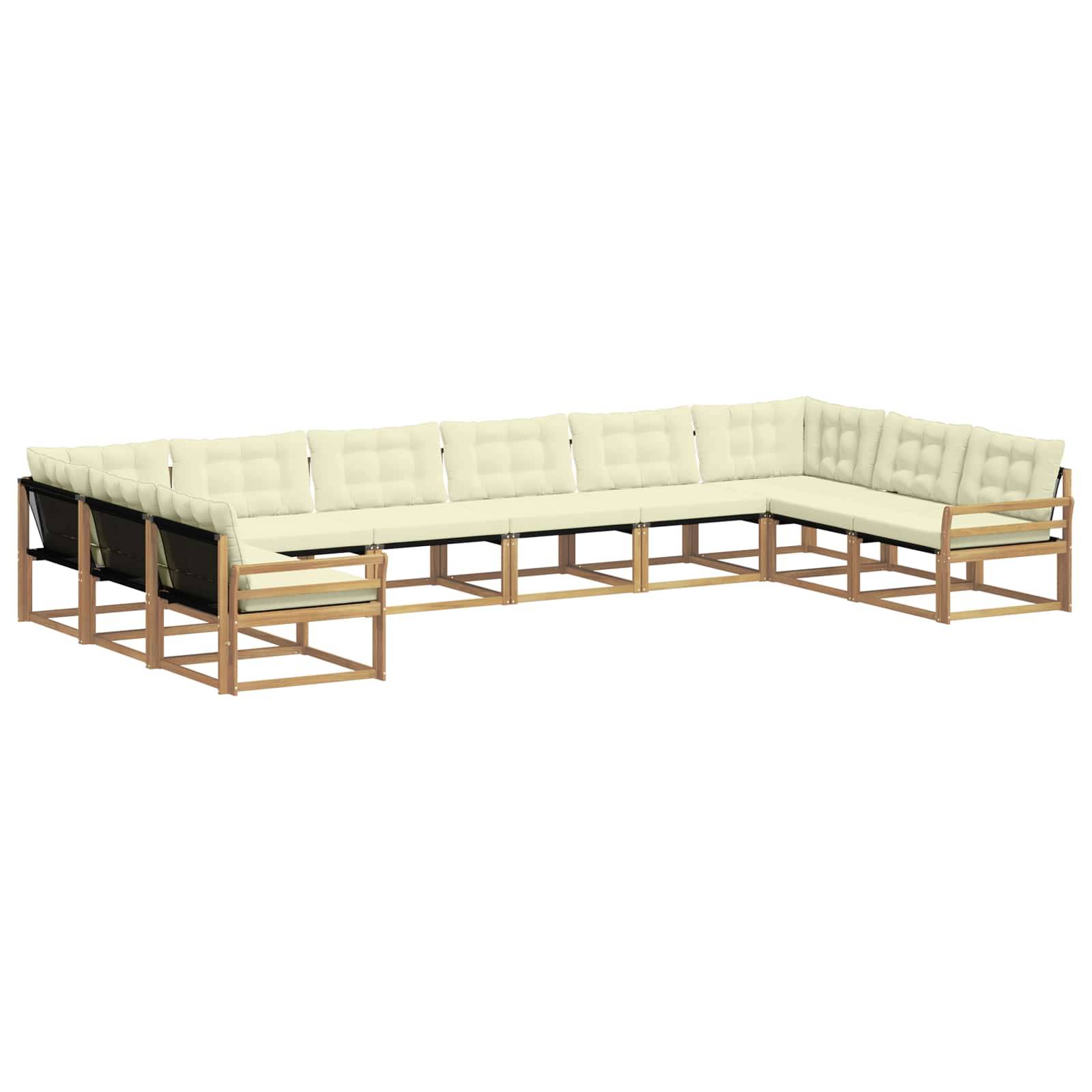 vidaXL Outdoor-Sofagarnitur mit Kissen 10 pcs Weiß und Creme