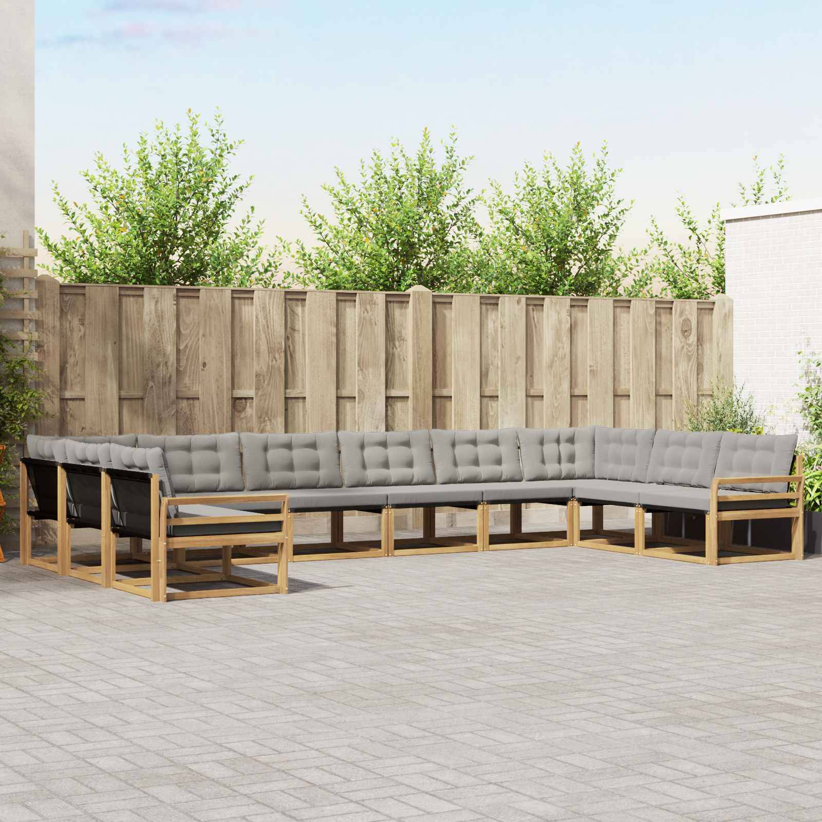 vidaXL Outdoor-Sofagarnitur mit Kissen 10 pcs Weiß und Hellgrau