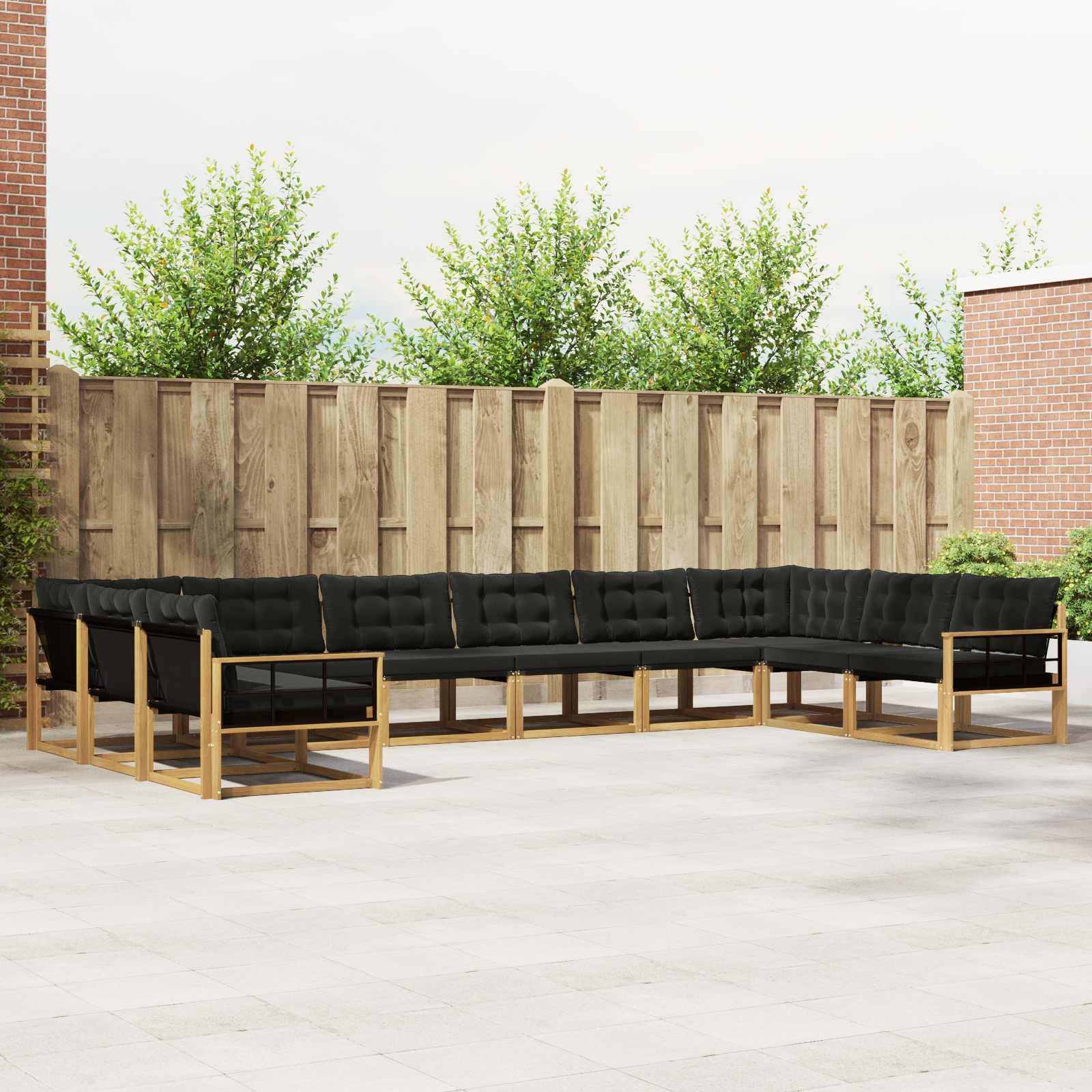 vidaXL Outdoor-Sofagarnitur mit Kissen 10 pcs Weiß und Schwarz