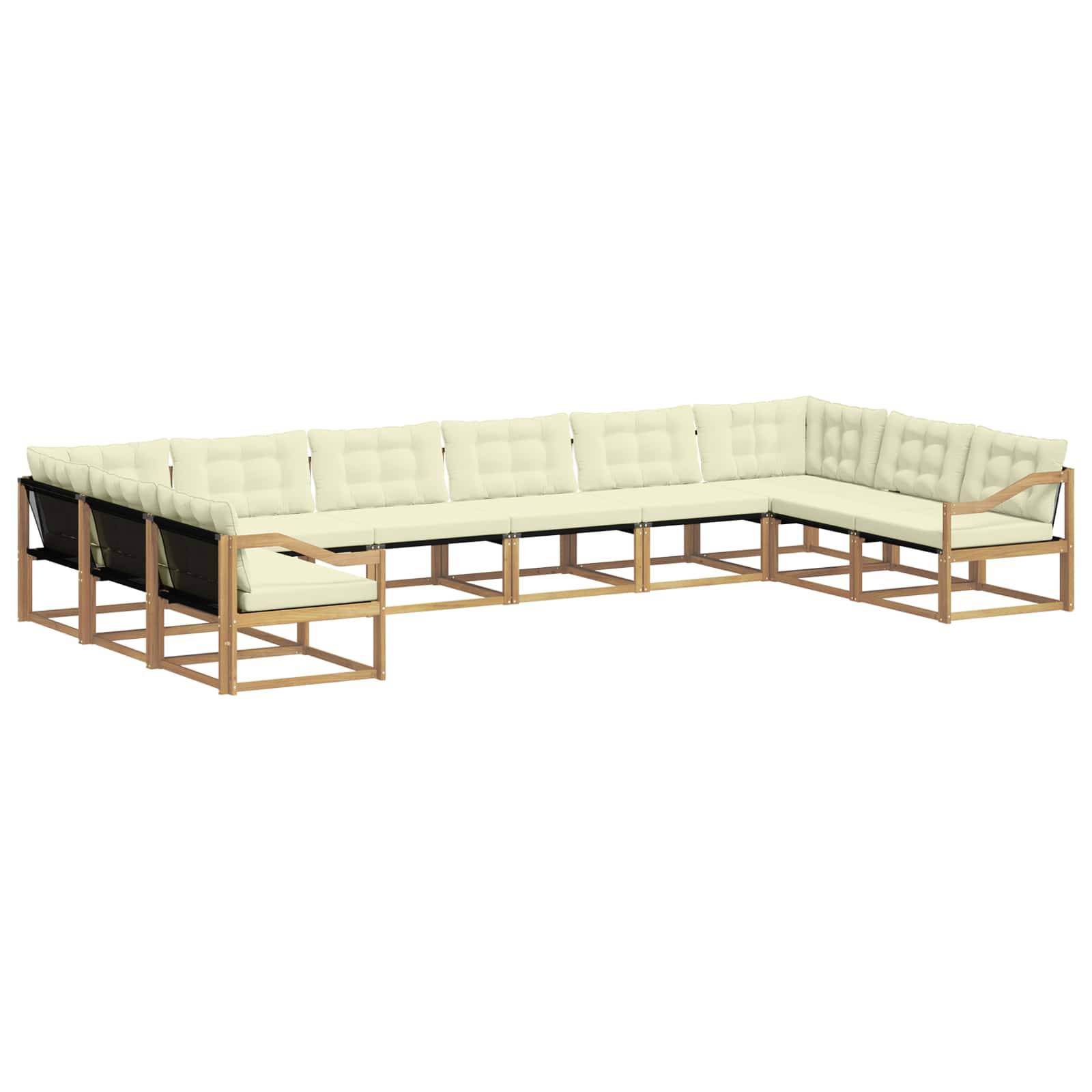 vidaXL Outdoor-Sofagarnitur mit Kissen 10 pcs Weiß und Creme
