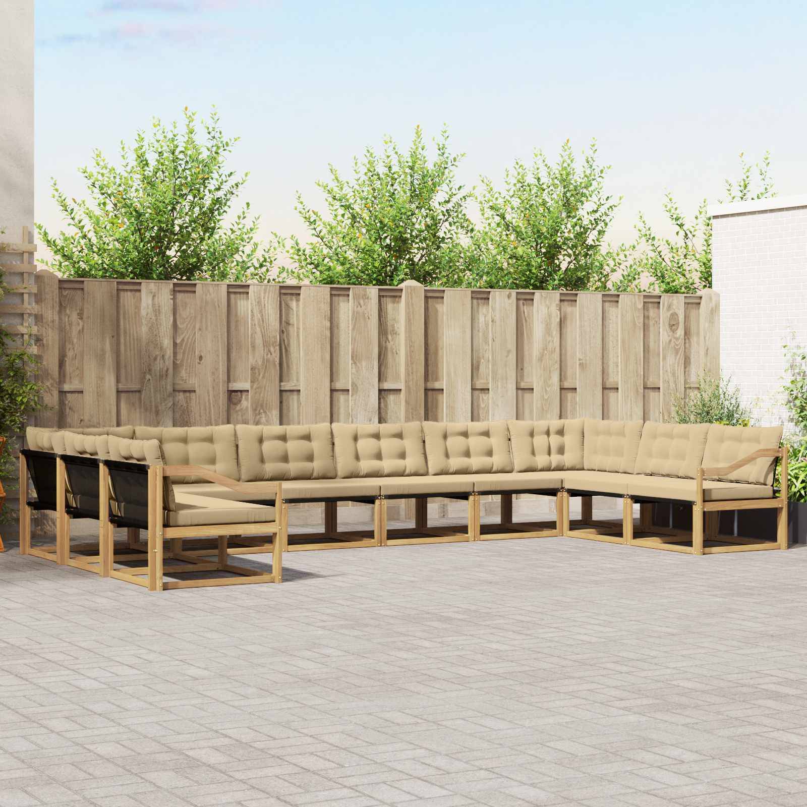 vidaXL Outdoor-Sofagarnitur mit Kissen 10 pcs Weiß und Beige