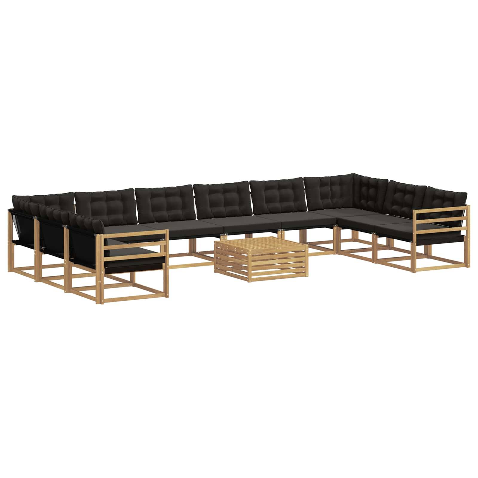 vidaXL Outdoor-Sofagarnitur mit Kissen 11 pcs Weiß und Schwarz