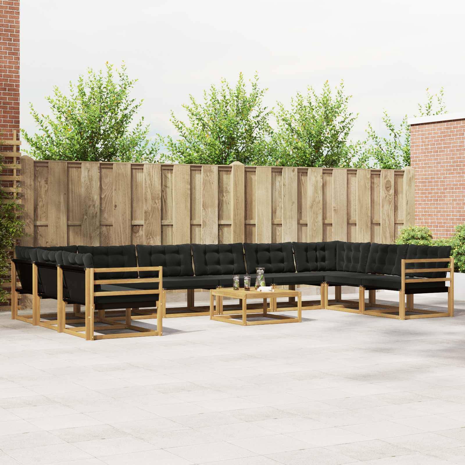 vidaXL Outdoor-Sofagarnitur mit Kissen 11 pcs Weiß und Schwarz
