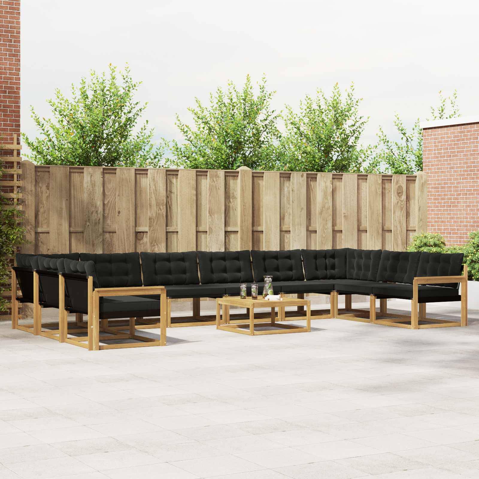 vidaXL Outdoor-Sofagarnitur mit Kissen 11 pcs Weiß und Schwarz