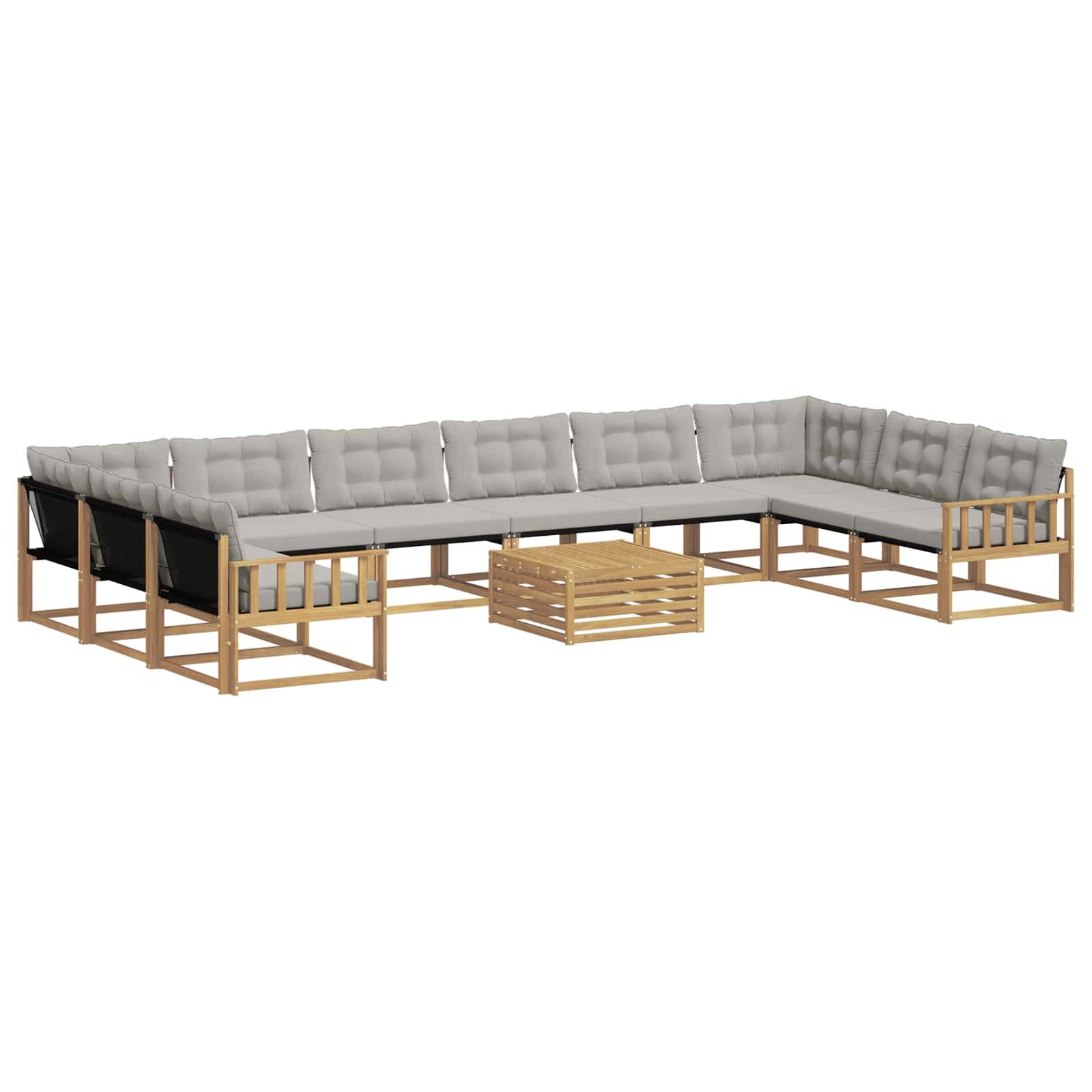 vidaXL Outdoor-Sofagarnitur mit Kissen 11 pcs Weiß und Hellgrau