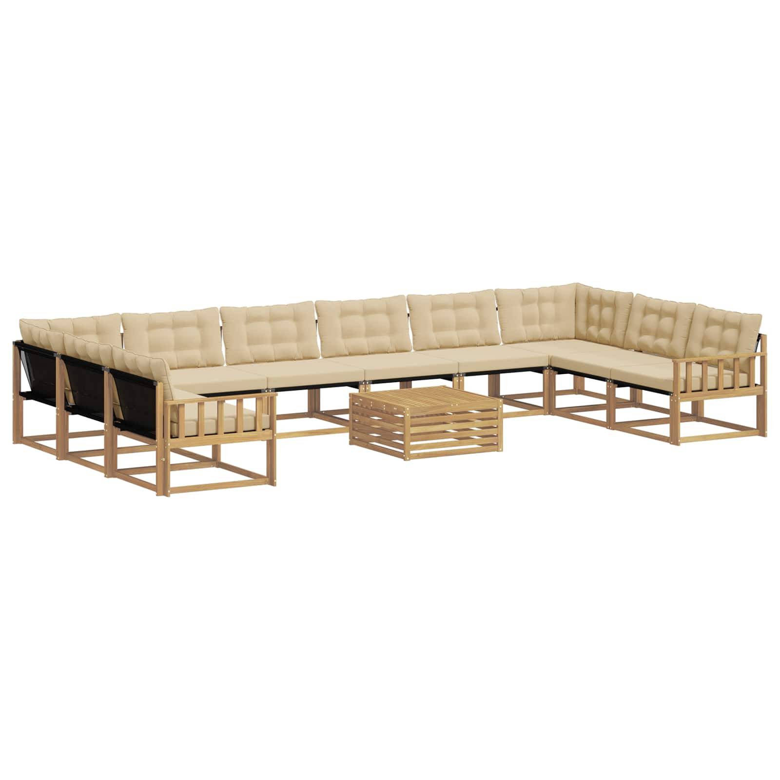 vidaXL Outdoor-Sofagarnitur mit Kissen 11 pcs Weiß und Beige