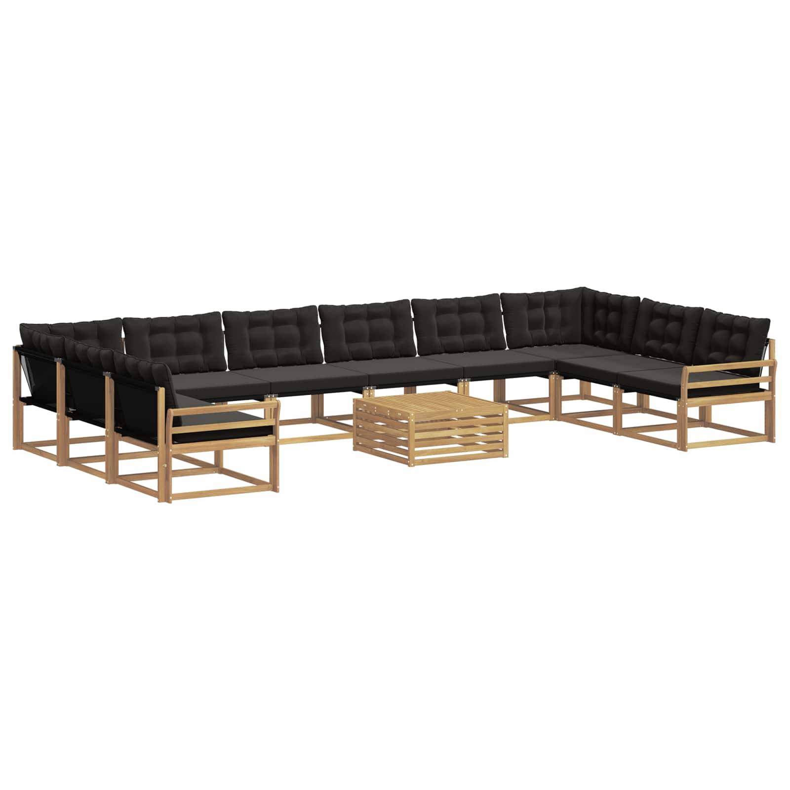 vidaXL Outdoor-Sofagarnitur mit Kissen 11 pcs Weiß und Schwarz
