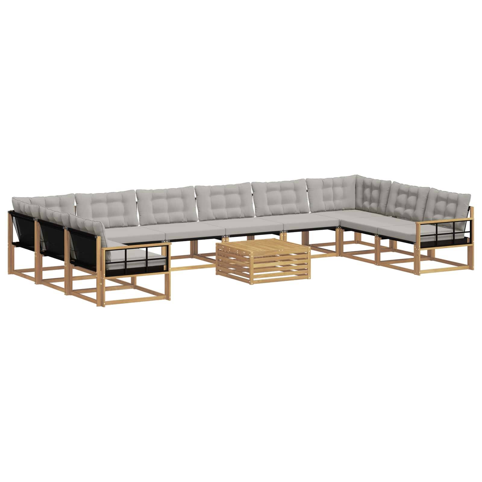 vidaXL Outdoor-Sofagarnitur mit Kissen 11 pcs Weiß und Hellgrau