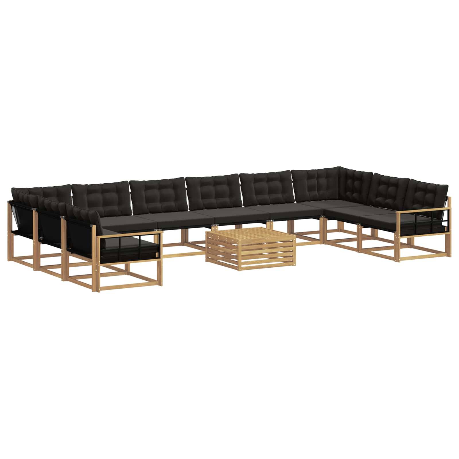 vidaXL Outdoor-Sofagarnitur mit Kissen 11 pcs Weiß und Schwarz