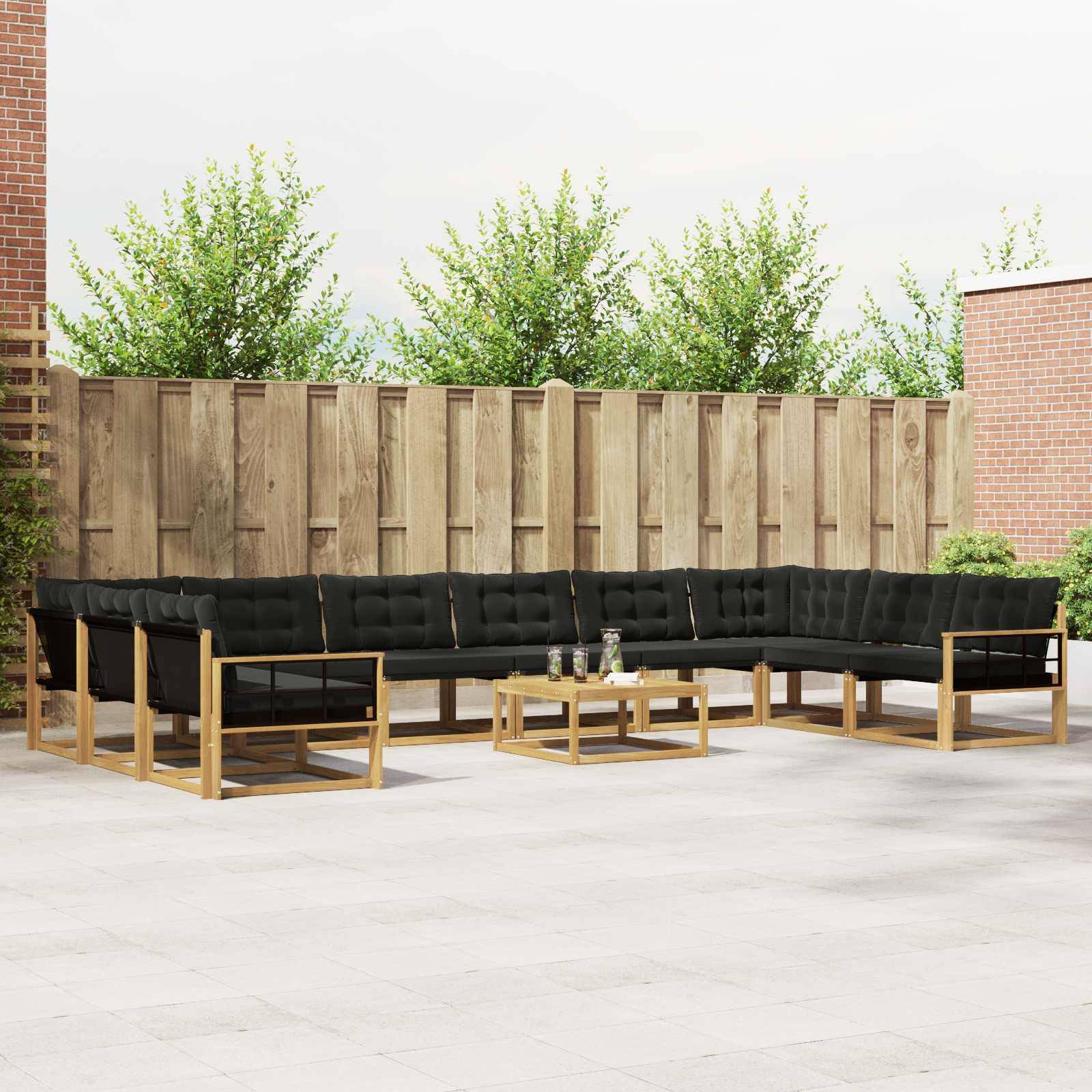 vidaXL Outdoor-Sofagarnitur mit Kissen 11 pcs Weiß und Schwarz