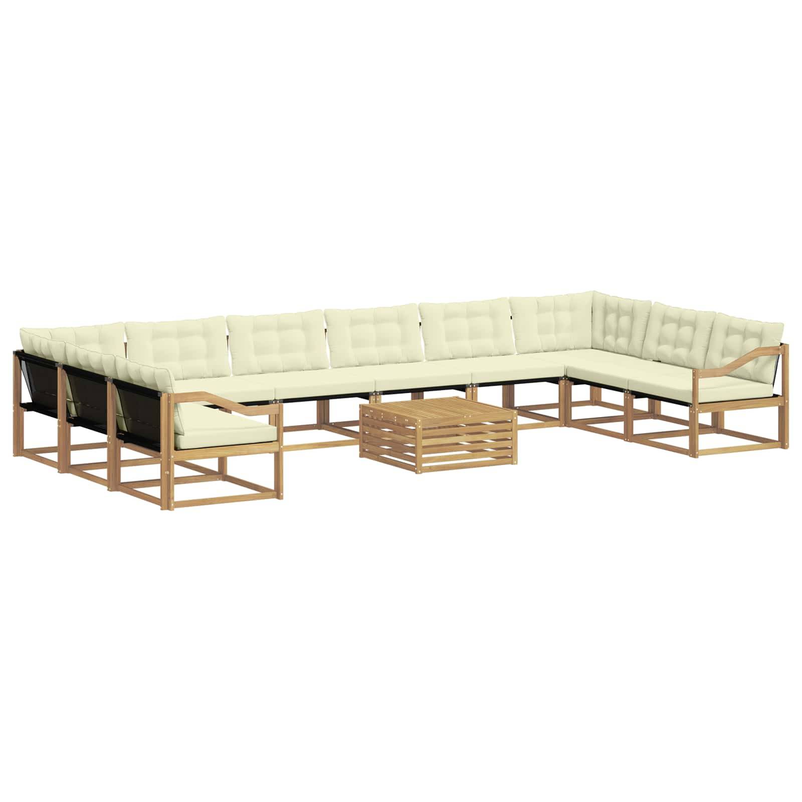 vidaXL Outdoor-Sofagarnitur mit Kissen 11 pcs Weiß und Creme