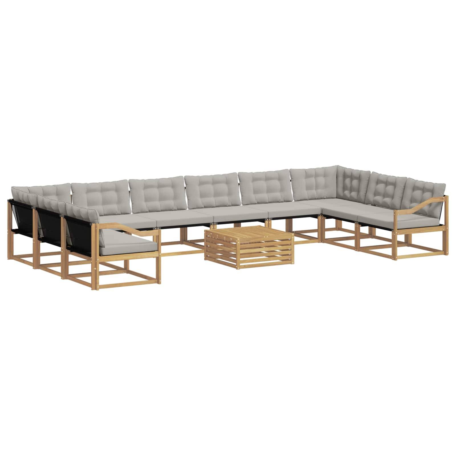 vidaXL Outdoor-Sofagarnitur mit Kissen 11 pcs Weiß und Hellgrau
