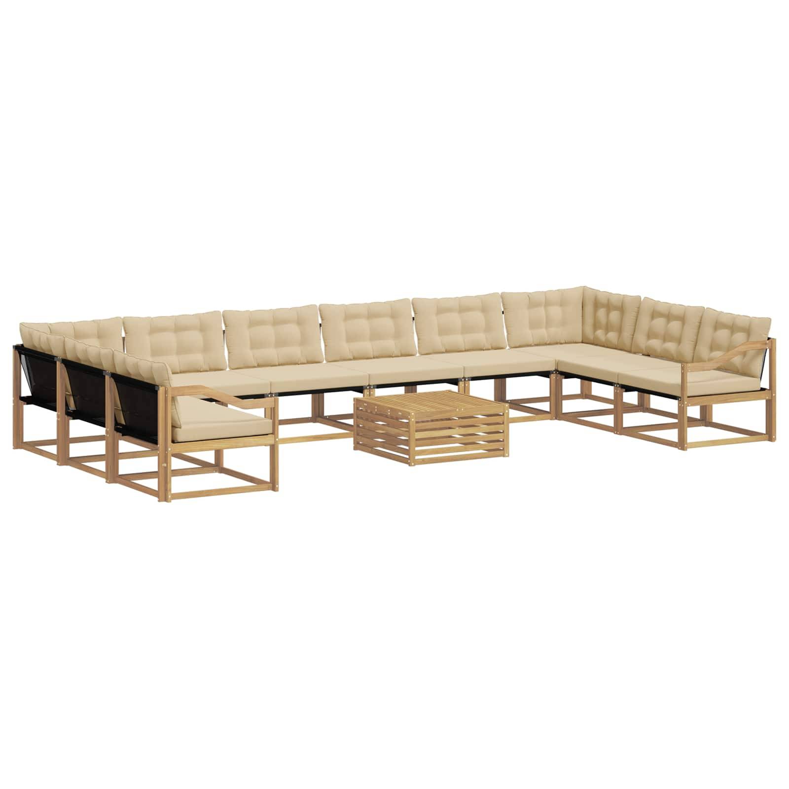 vidaXL Outdoor-Sofagarnitur mit Kissen 11 pcs Weiß und Beige