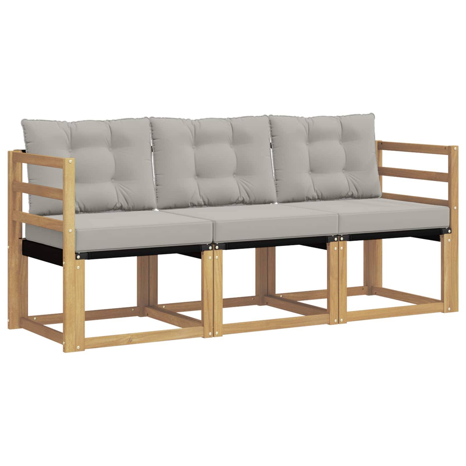 vidaXL Outdoor-Sofagarnitur mit Kissen 3 pcs Weiß und Hellgrau