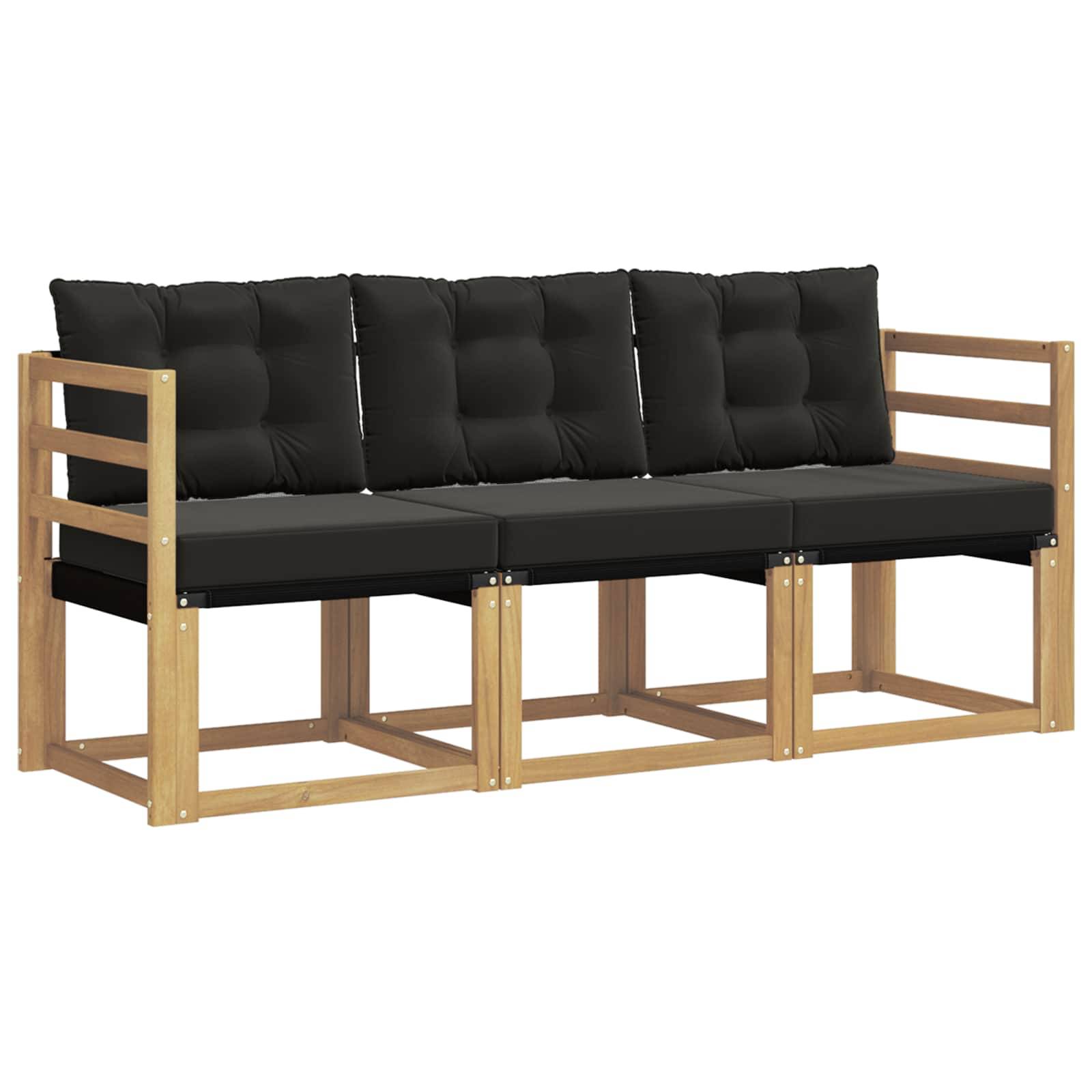 vidaXL Outdoor-Sofagarnitur mit Kissen 3 pcs Weiß und Schwarz