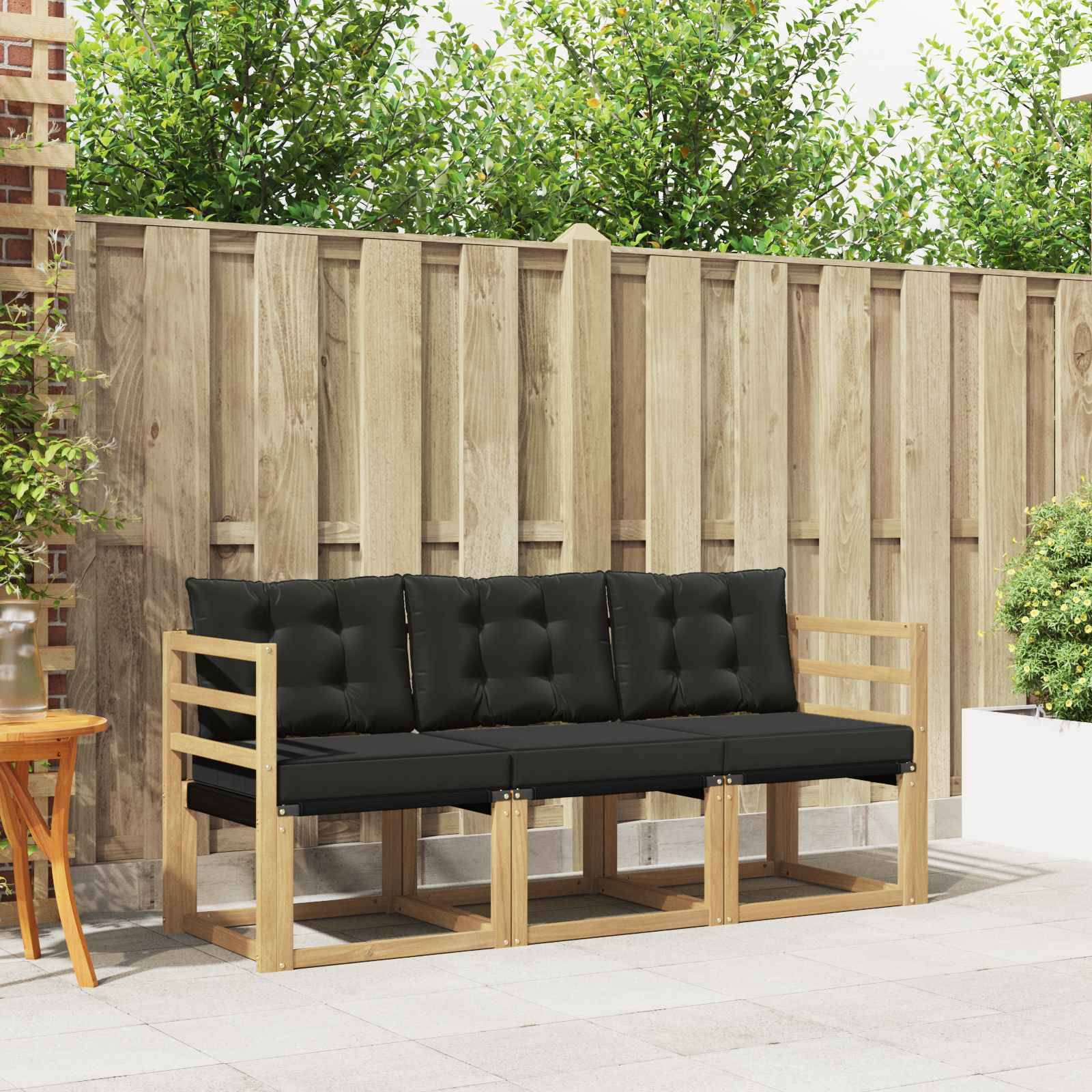 vidaXL Outdoor-Sofagarnitur mit Kissen 3 pcs Weiß und Schwarz