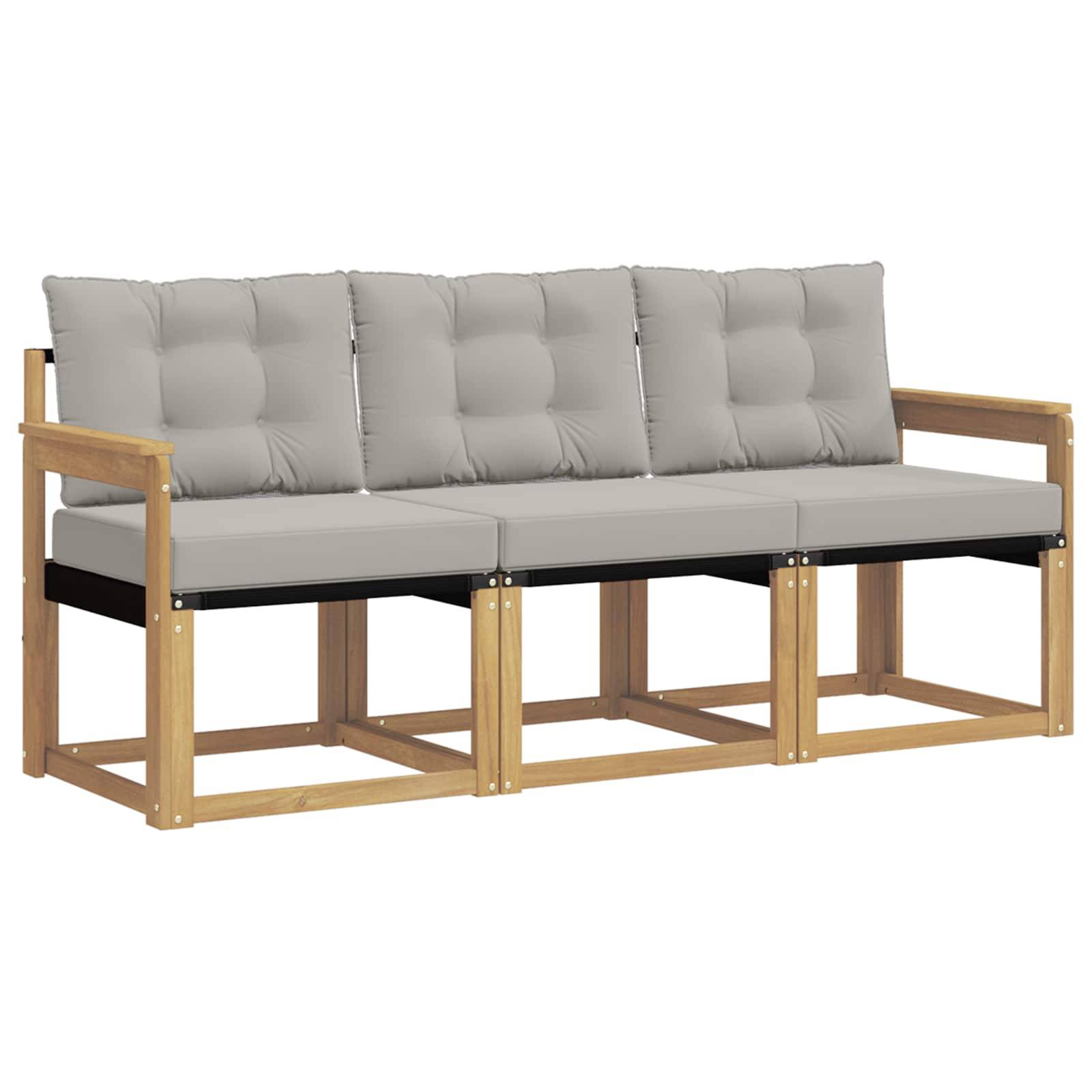 vidaXL Outdoor-Sofagarnitur mit Kissen 3 pcs Weiß und Hellgrau