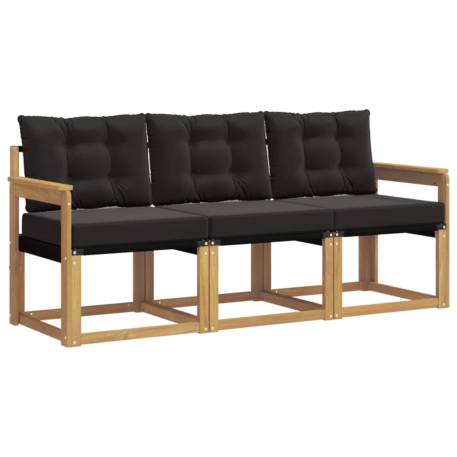 vidaXL Outdoor-Sofagarnitur mit Kissen 3 pcs Weiß und Schwarz