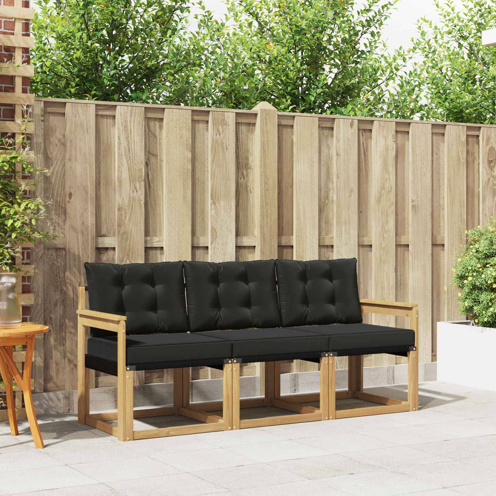 vidaXL Outdoor-Sofagarnitur mit Kissen 3 pcs Weiß und Schwarz