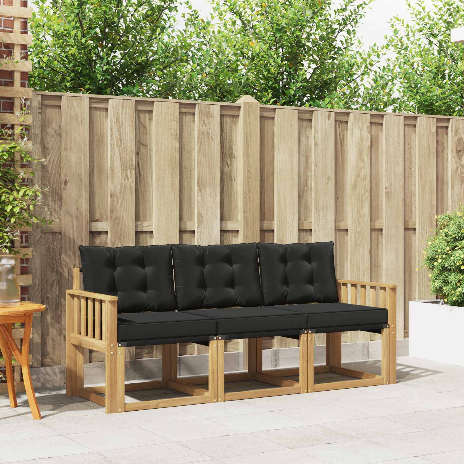 vidaXL Outdoor-Sofagarnitur mit Kissen 3 pcs Weiß und Schwarz