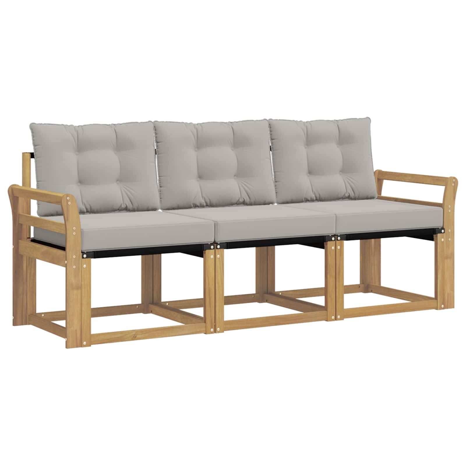 vidaXL Outdoor-Sofagarnitur mit Kissen 3 pcs Weiß und Hellgrau