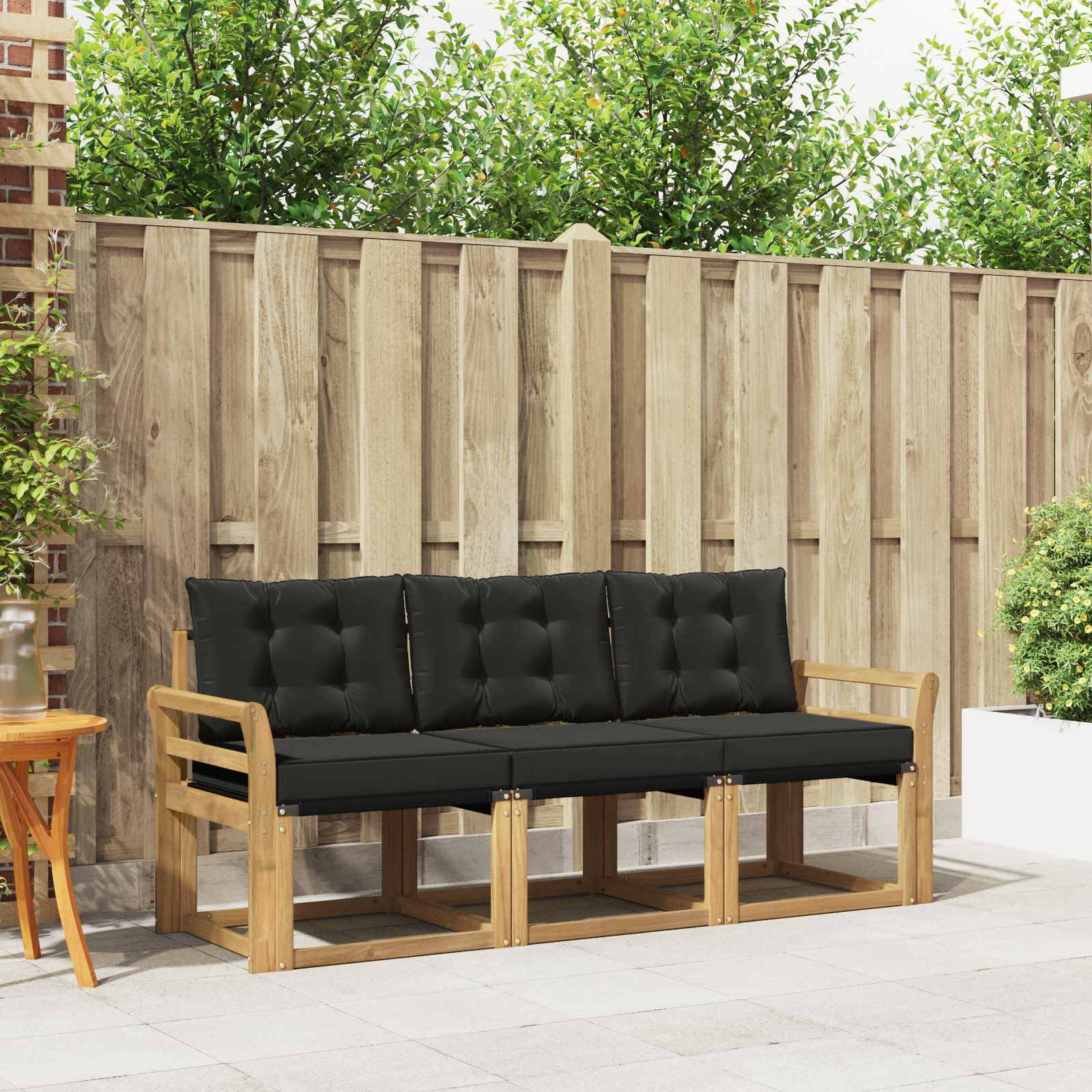vidaXL Outdoor-Sofagarnitur mit Kissen 3 pcs Weiß und Schwarz