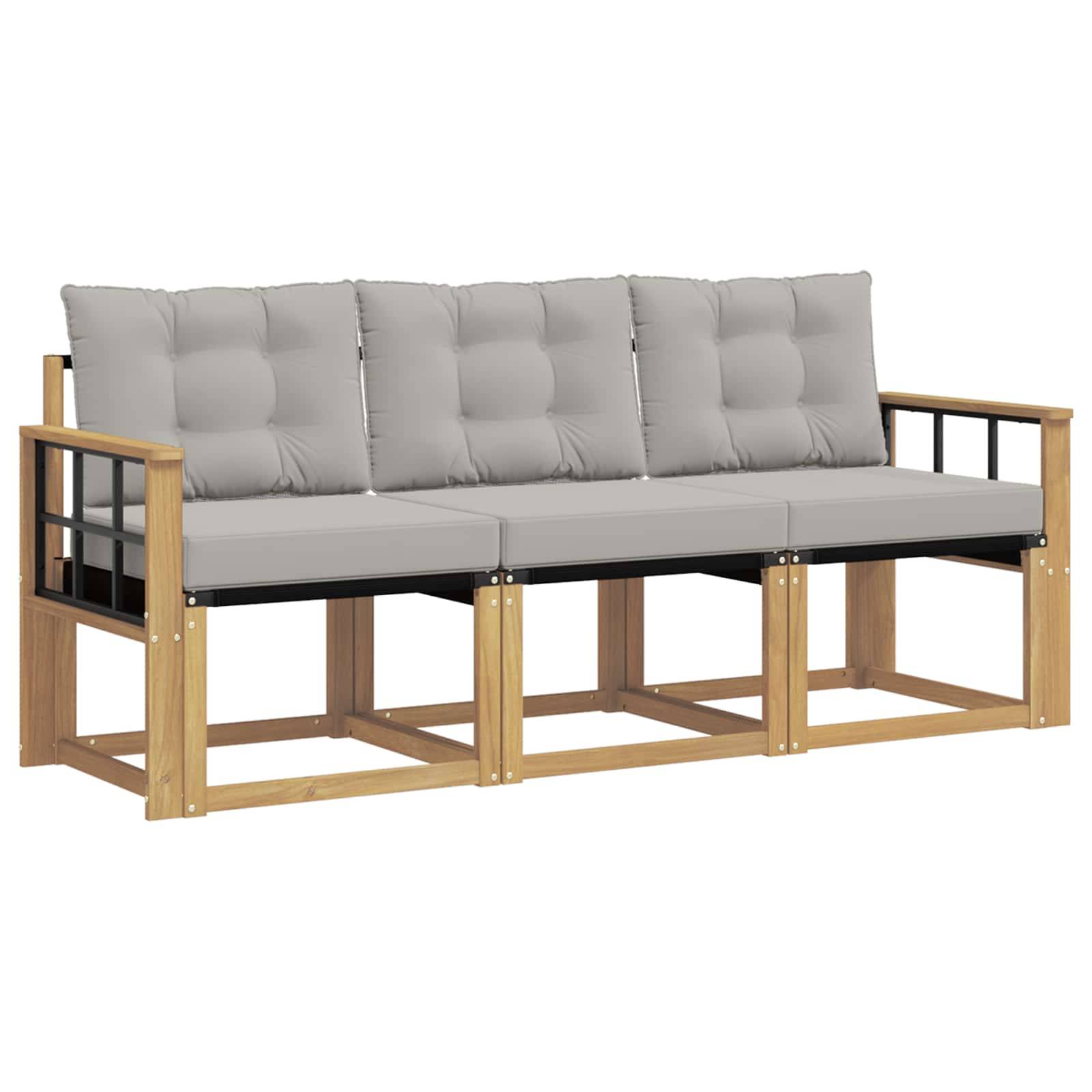 vidaXL Outdoor-Sofagarnitur mit Kissen 3 pcs Weiß und Hellgrau