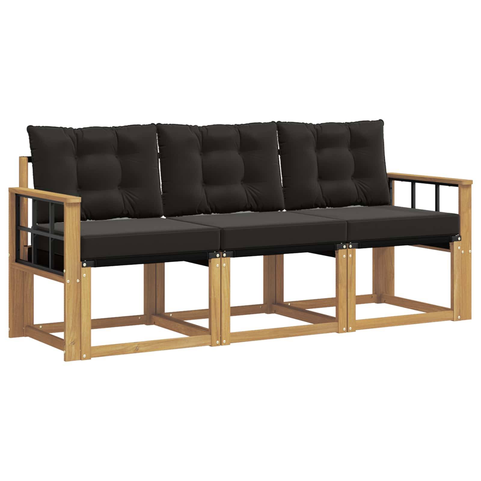 vidaXL Outdoor-Sofagarnitur mit Kissen 3 pcs Weiß und Schwarz