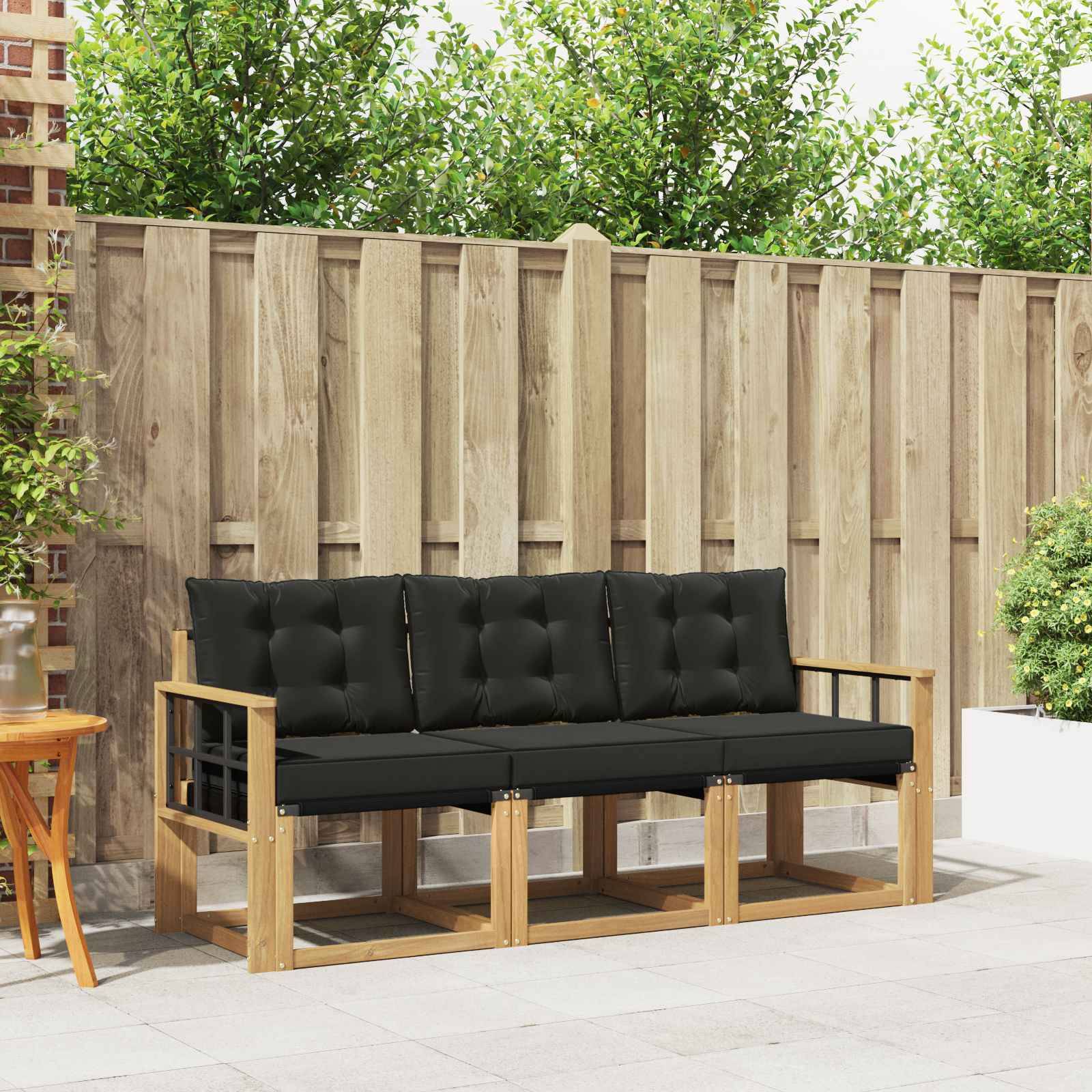 vidaXL Outdoor-Sofagarnitur mit Kissen 3 pcs Weiß und Schwarz