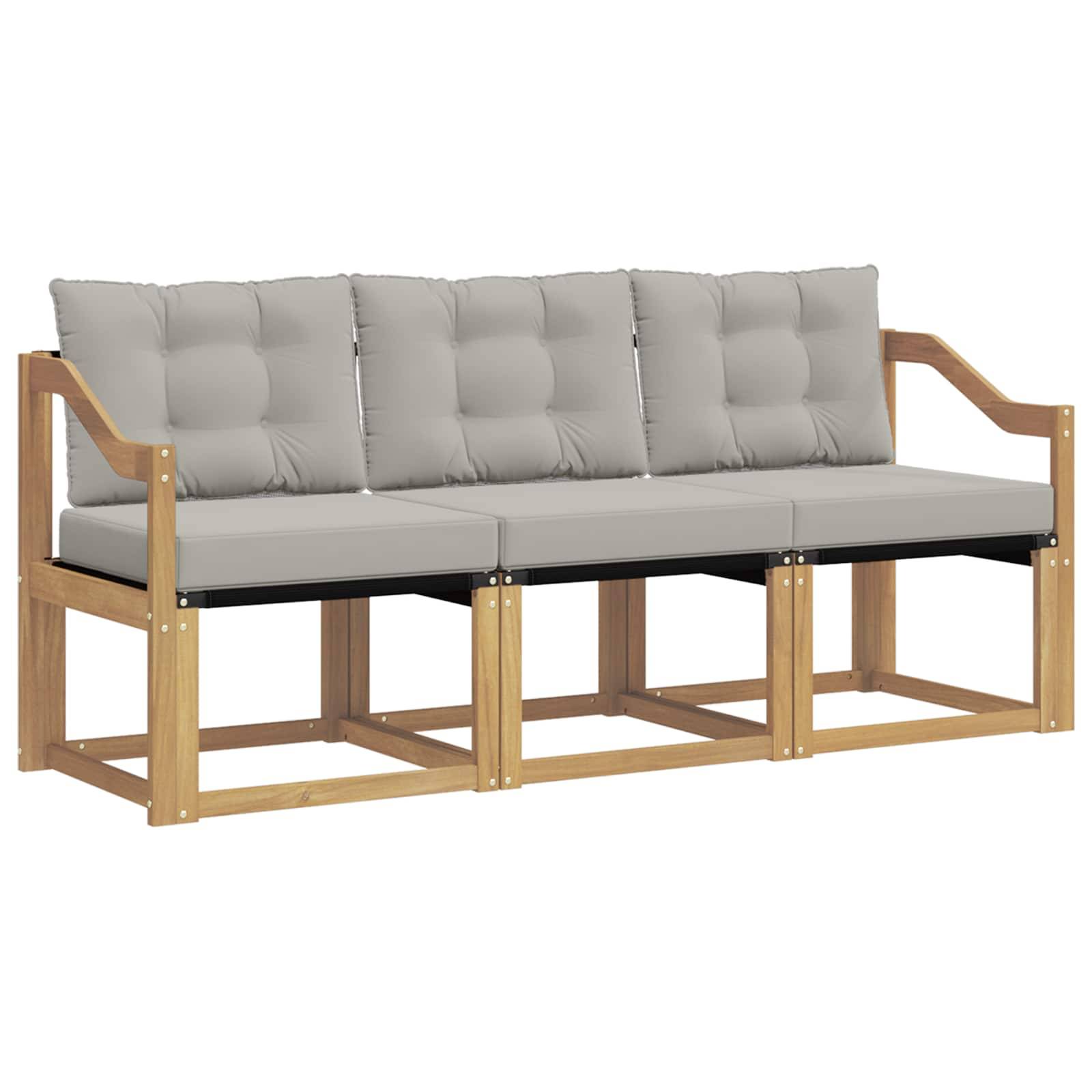 vidaXL Outdoor-Sofagarnitur mit Kissen 3 pcs Weiß und Hellgrau