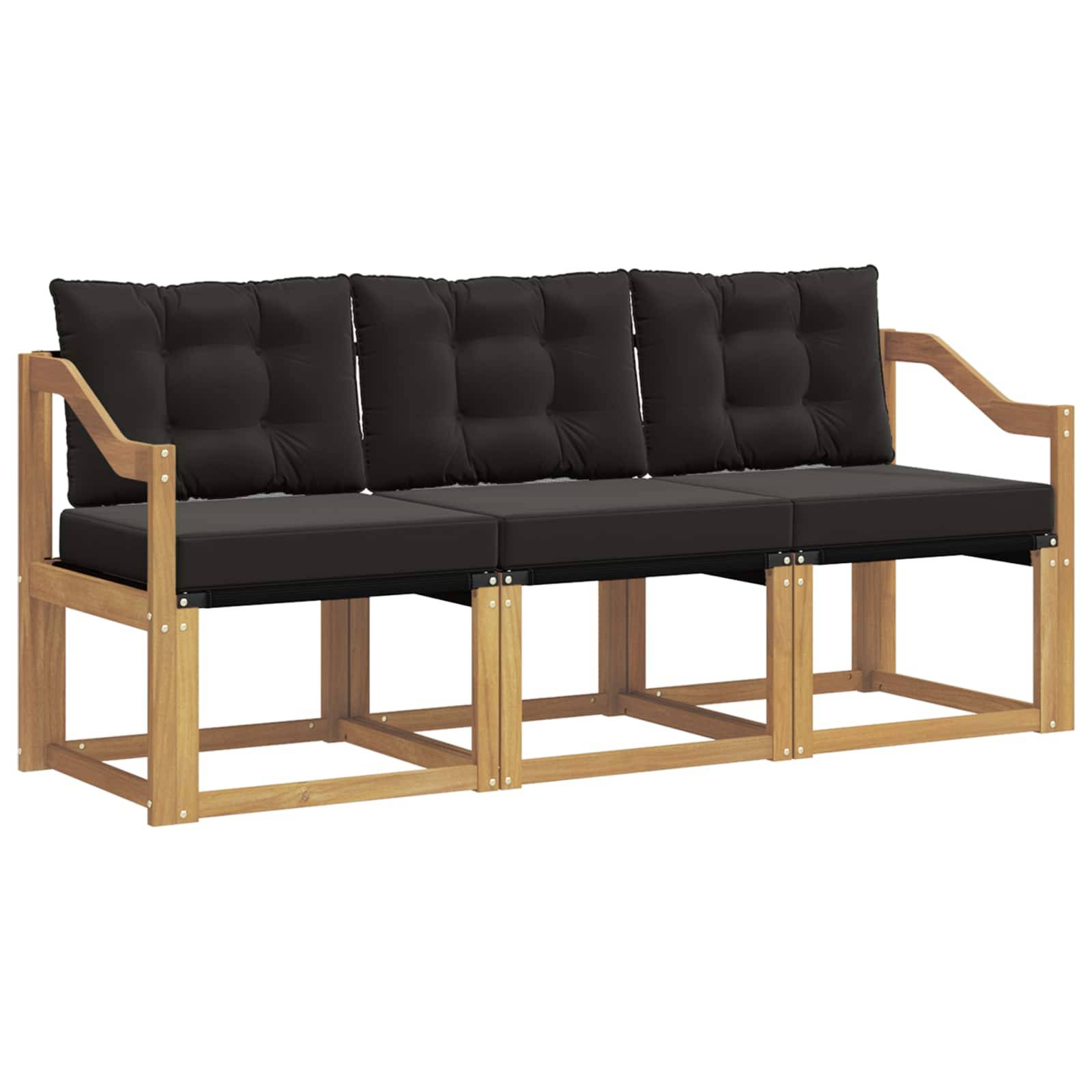 vidaXL Outdoor-Sofagarnitur mit Kissen 3 pcs Weiß und Schwarz