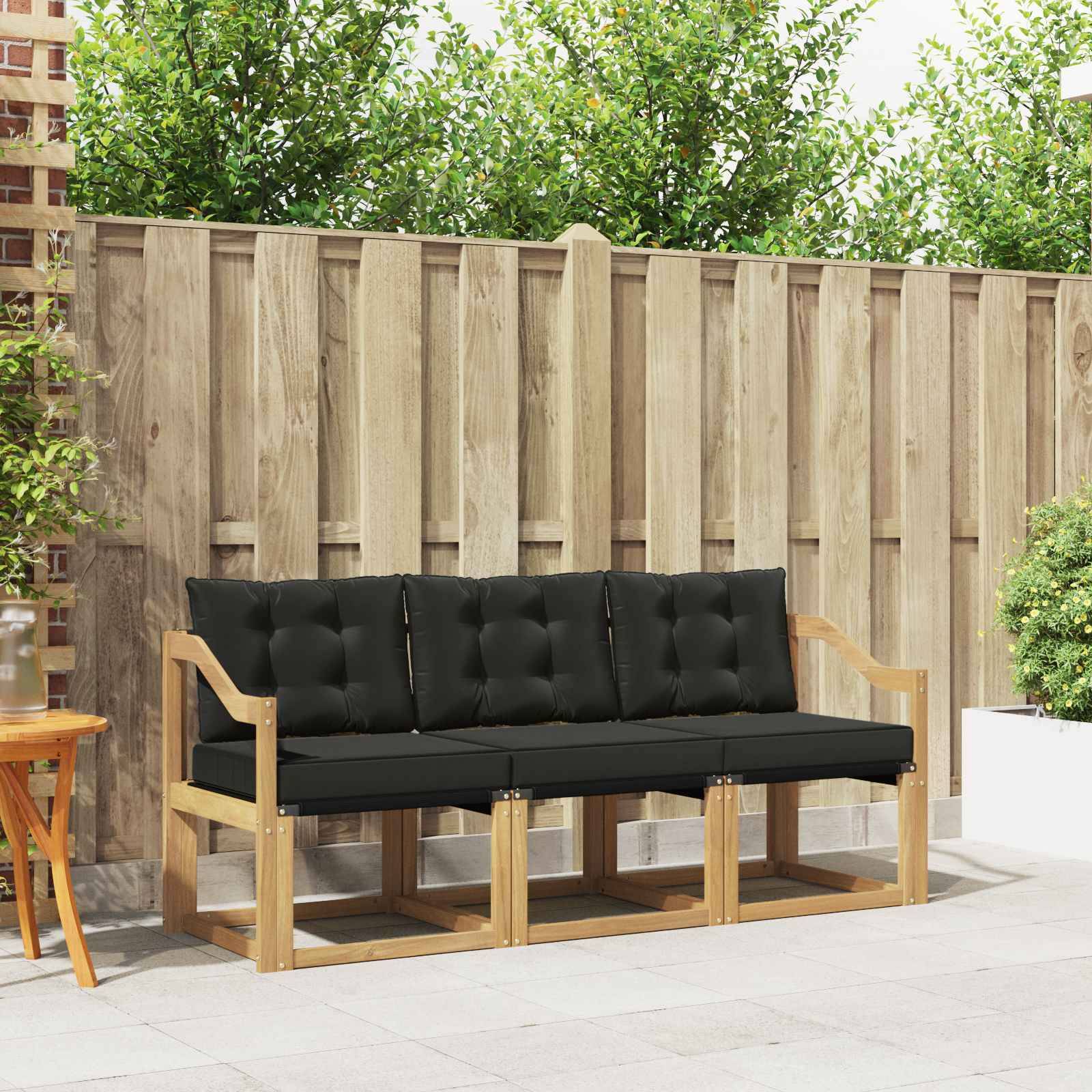 vidaXL Outdoor-Sofagarnitur mit Kissen 3 pcs Weiß und Schwarz