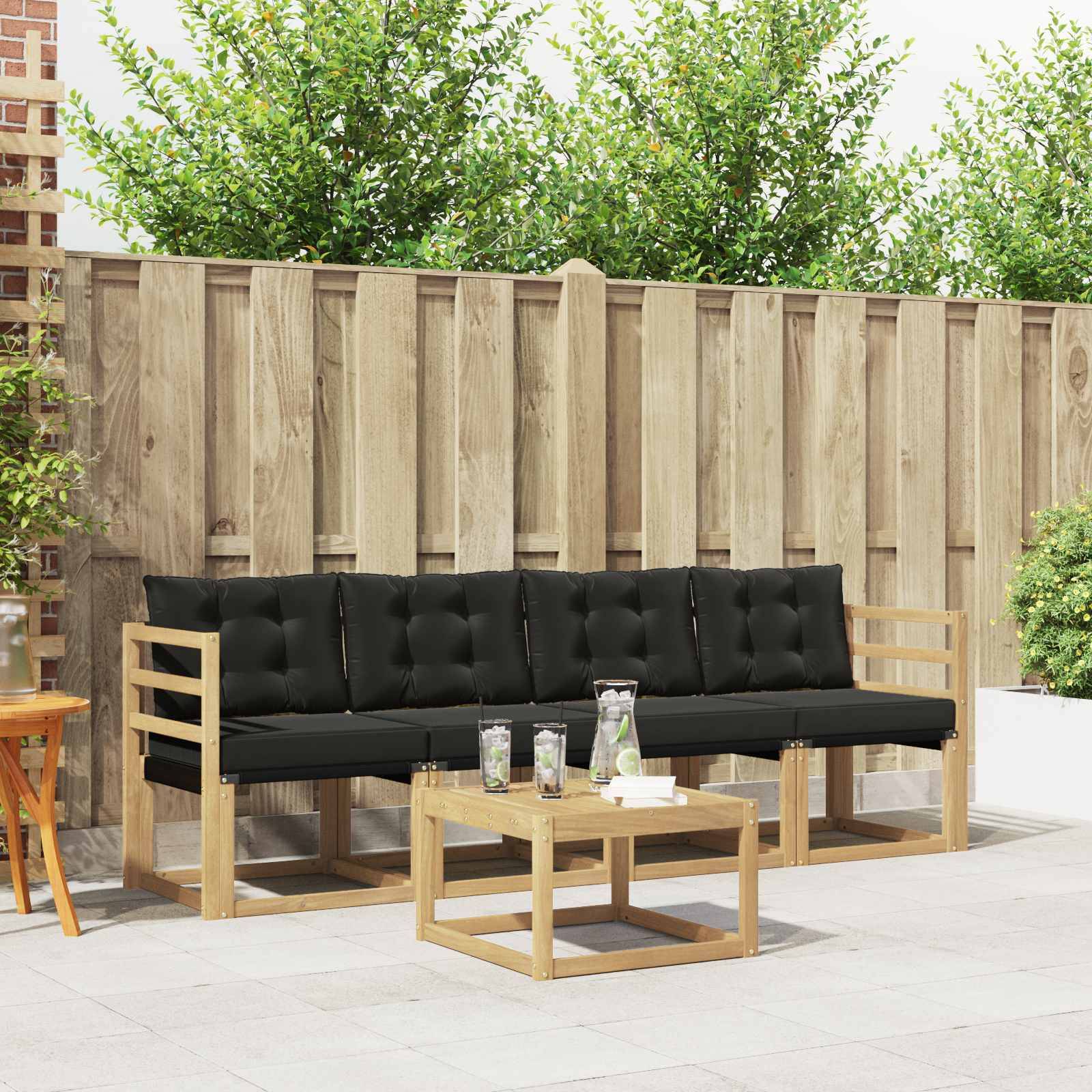 vidaXL Outdoor-Sofagarnitur mit Kissen 5 pcs Weiß und Schwarz