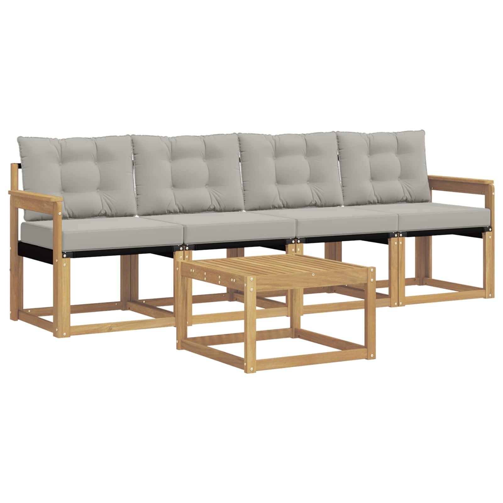 vidaXL Outdoor-Sofagarnitur mit Kissen 5 pcs Weiß und Hellgrau
