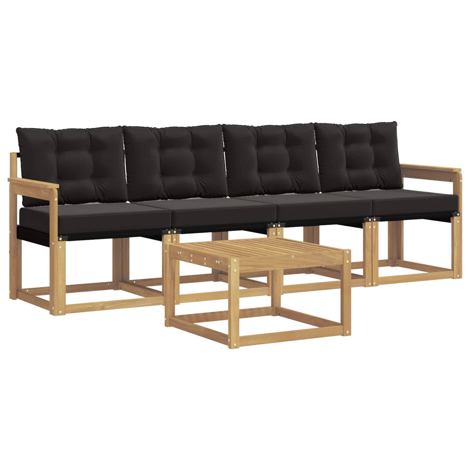 vidaXL Outdoor-Sofagarnitur mit Kissen 5 pcs Weiß und Schwarz