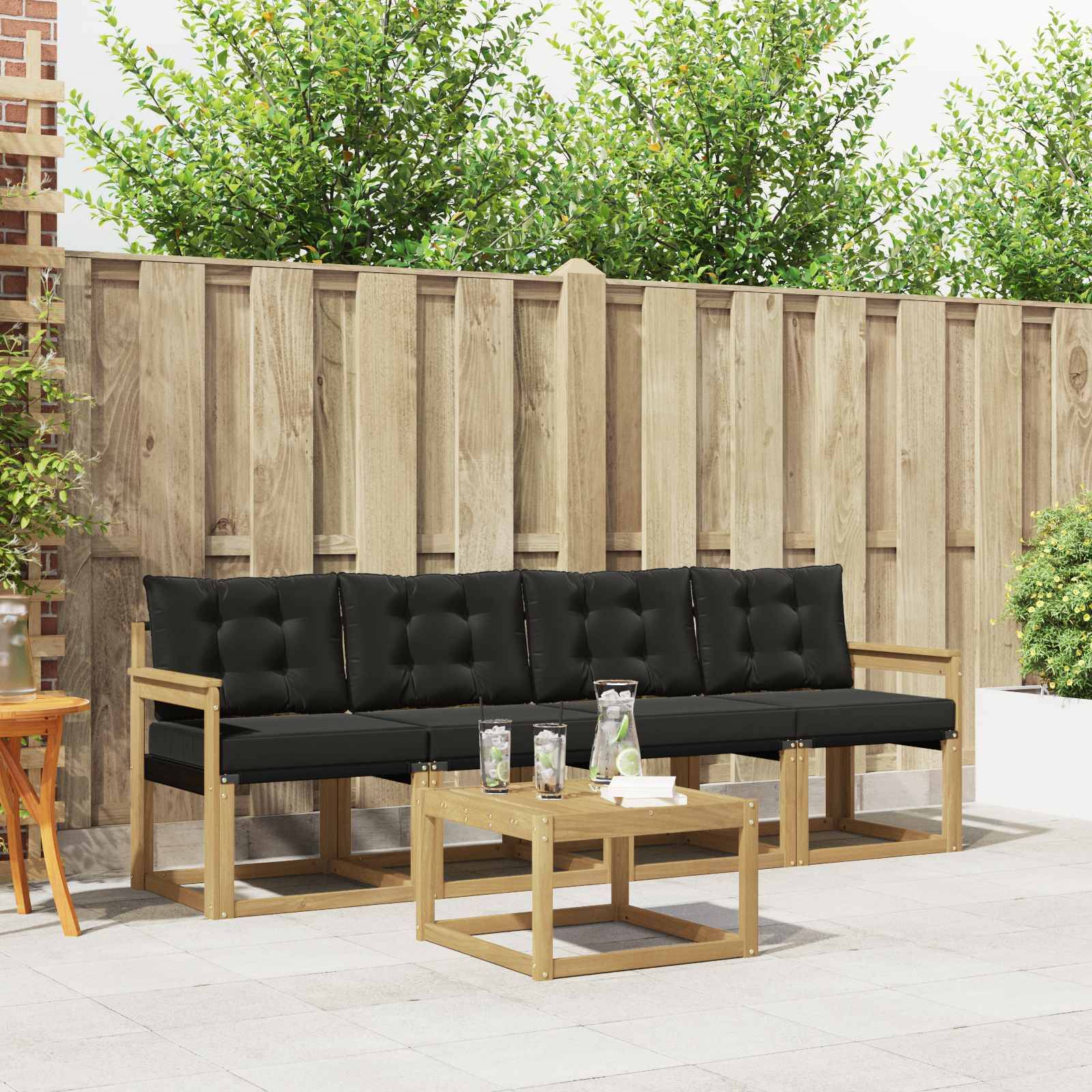 vidaXL Outdoor-Sofagarnitur mit Kissen 5 pcs Weiß und Schwarz