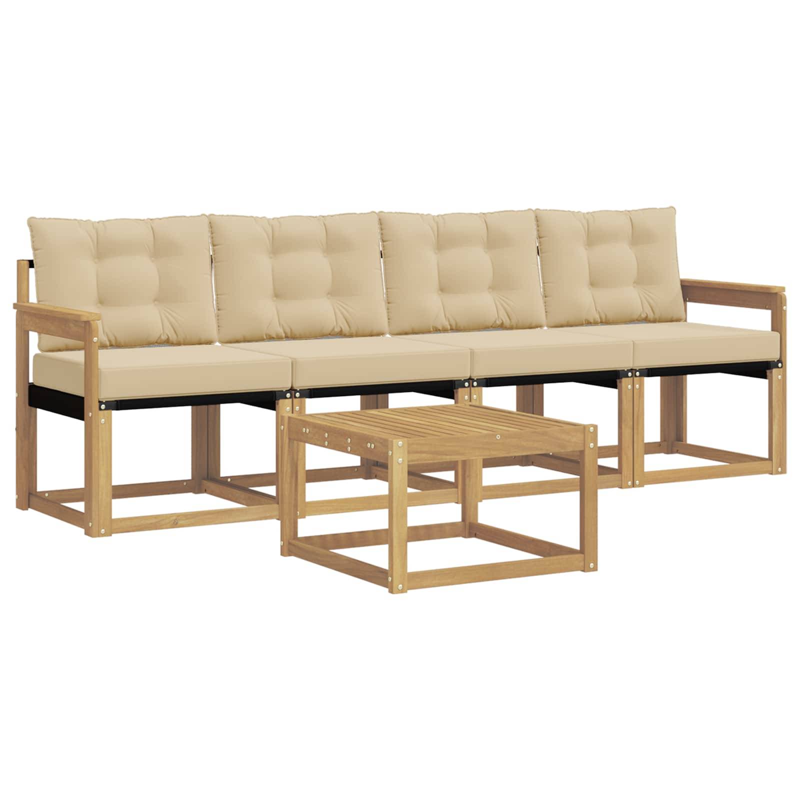 vidaXL Outdoor-Sofagarnitur mit Kissen 5 pcs Weiß und Beige