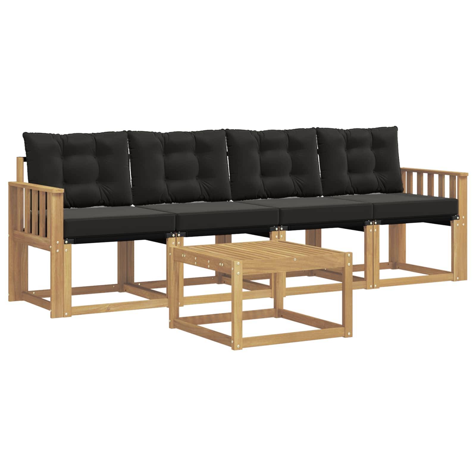 vidaXL Outdoor-Sofagarnitur mit Kissen 5 pcs Weiß und Schwarz