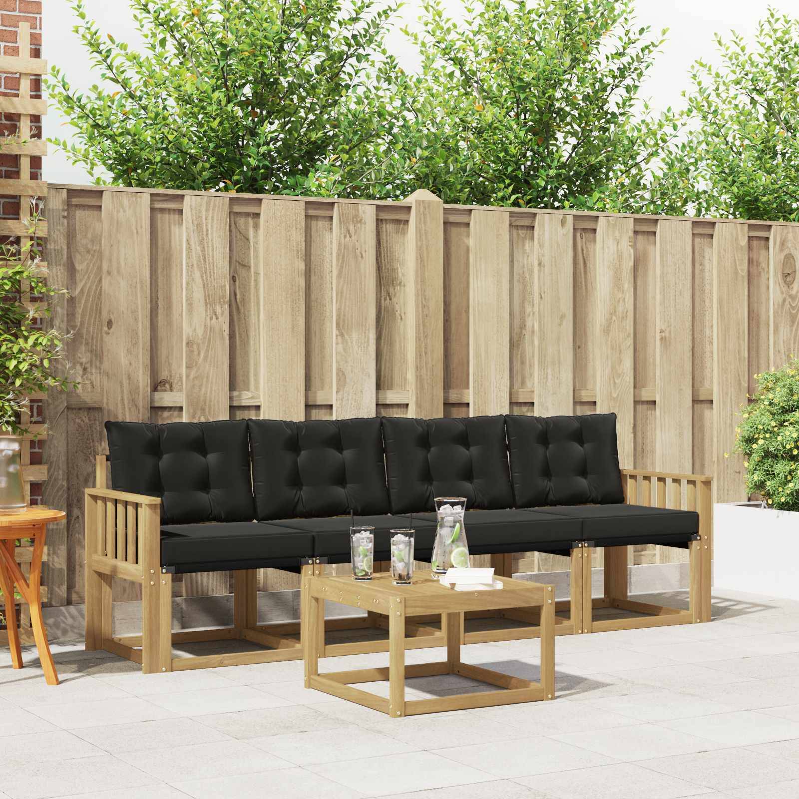 vidaXL Outdoor-Sofagarnitur mit Kissen 5 pcs Weiß und Schwarz
