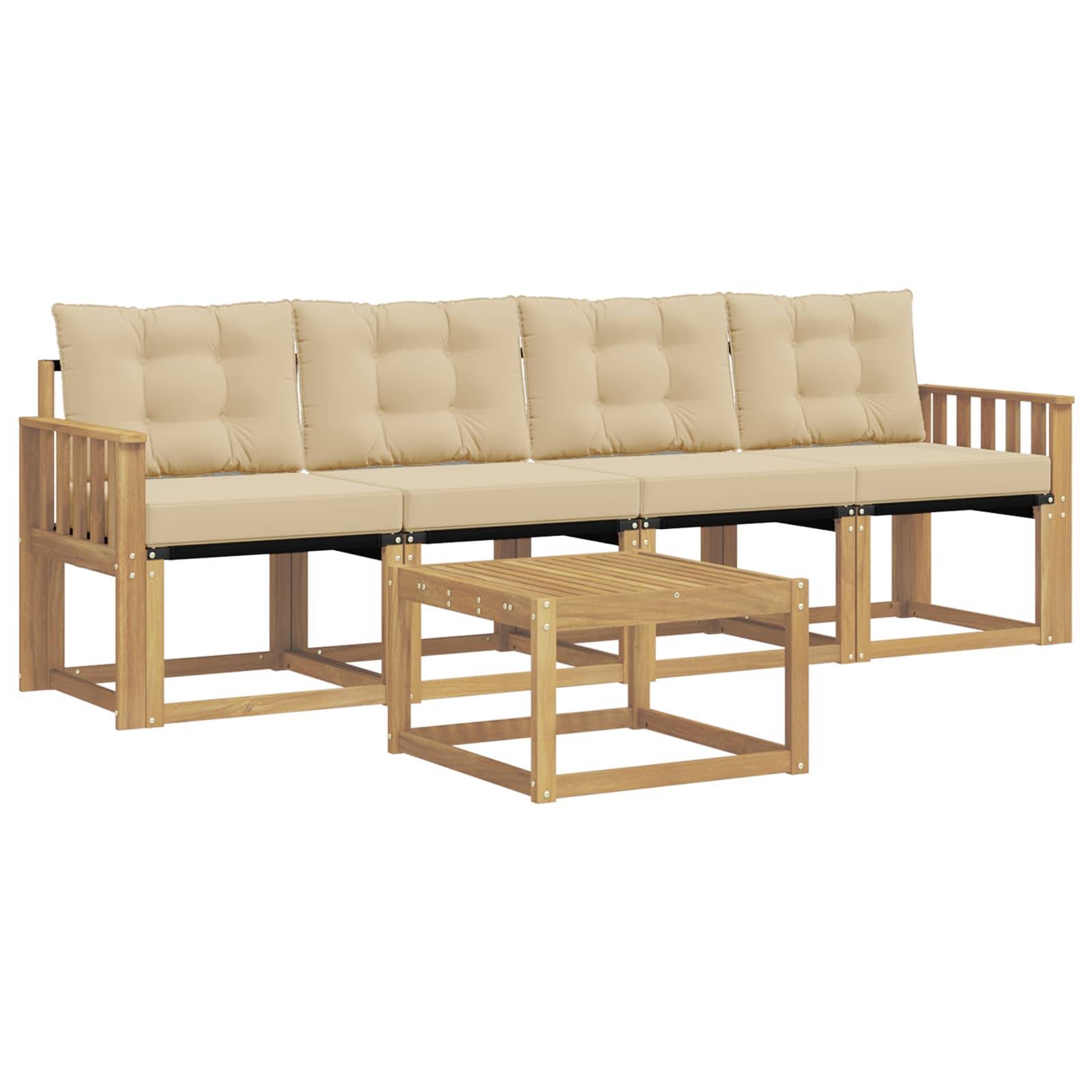 vidaXL Outdoor-Sofagarnitur mit Kissen 5 pcs Weiß und Beige