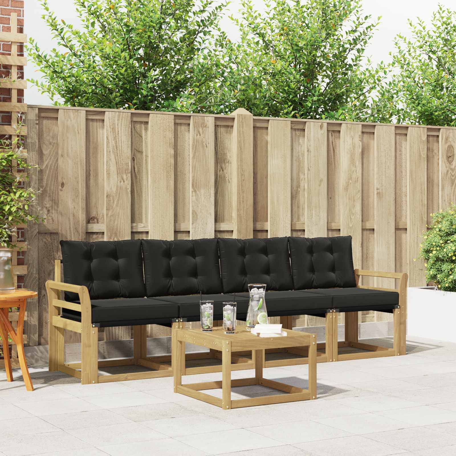 vidaXL Outdoor-Sofagarnitur mit Kissen 5 pcs Weiß und Schwarz