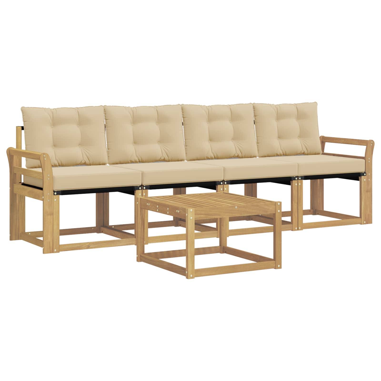 vidaXL Outdoor-Sofagarnitur mit Kissen 5 pcs Weiß und Beige